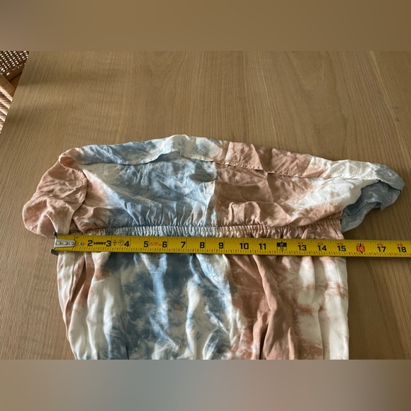 Aakaa|Strapless Blush Pink & Blue Tie Dye Maxi Dress with Deep Slit, Size M••• - Picture 14 of 16